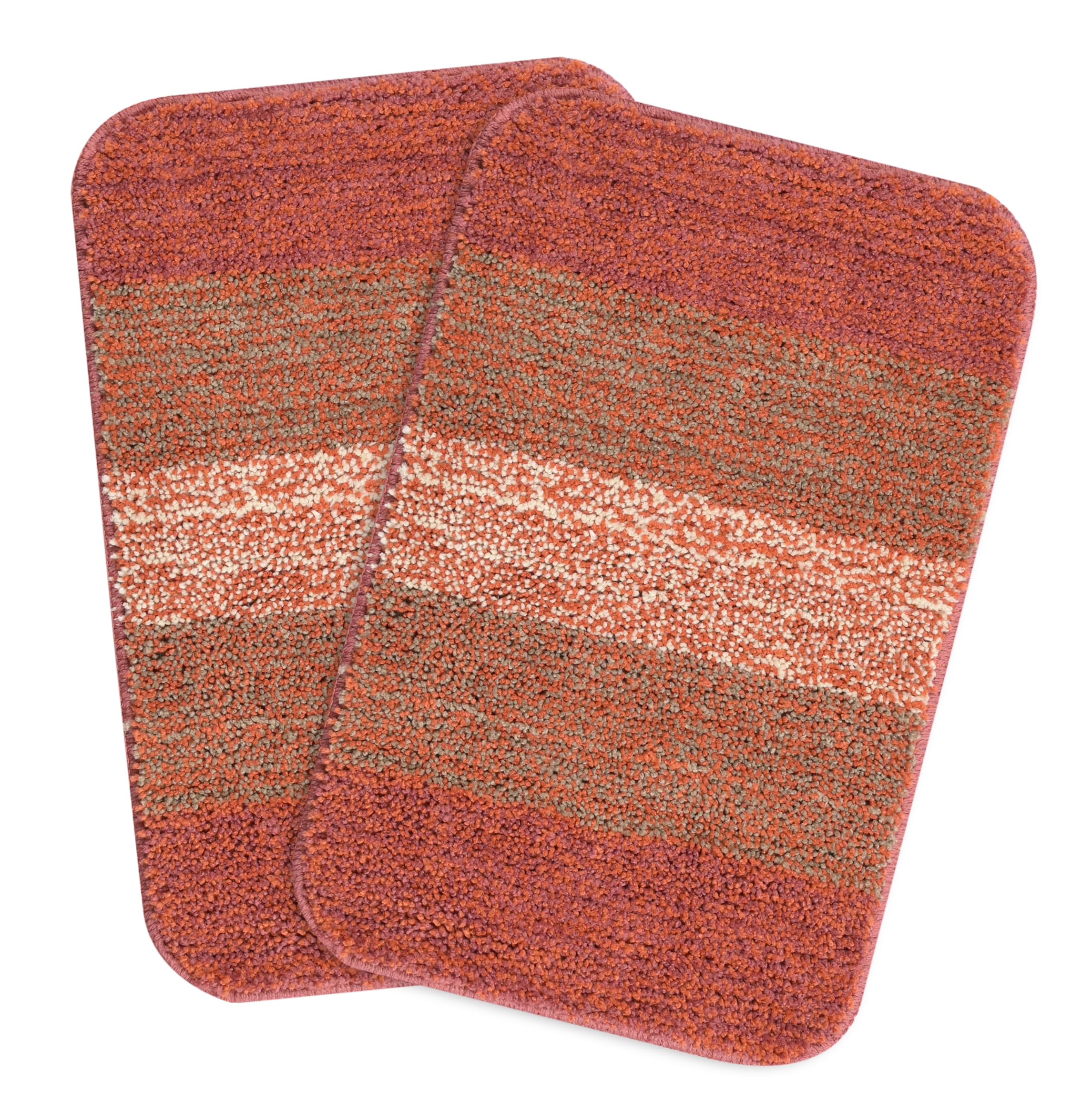 Saral Home Soft Microfiber Anti-Skid Bath Mat Pack of 2 (Rust, 35X50 cm)