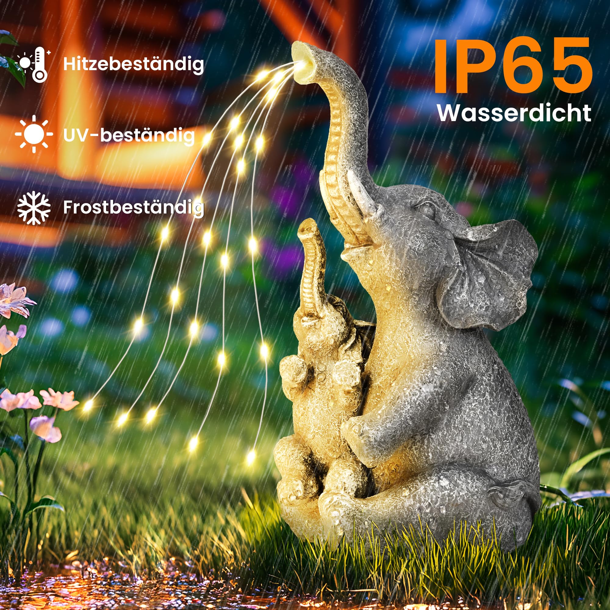 GIGALUMI Solar-Gartenstatuen, Elefantenfigur, Lichter für den Garten, einzigartige Geschenke für Mutter und Frauen, Terrassendekoration