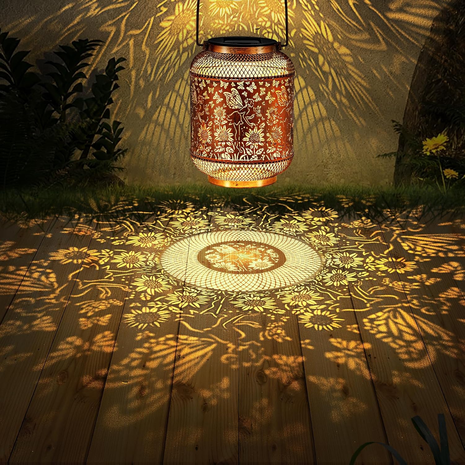 Hummingbird Solar Lantern Outdoor Waterproof Garden Decor, Christmas Gifts for Women, Mom, Metal Hanging Sunflower Solar Lights Outdoor Decoration for Yard, Patio, Tabletop, Pathway