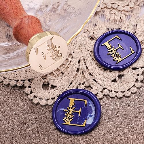 Miniatura 6 de SWANGSA Sello de cera con letra inicial del alfabeto E, sello de sellado de letras botánicas elegantes vintage para invitación de fiesta de boda,