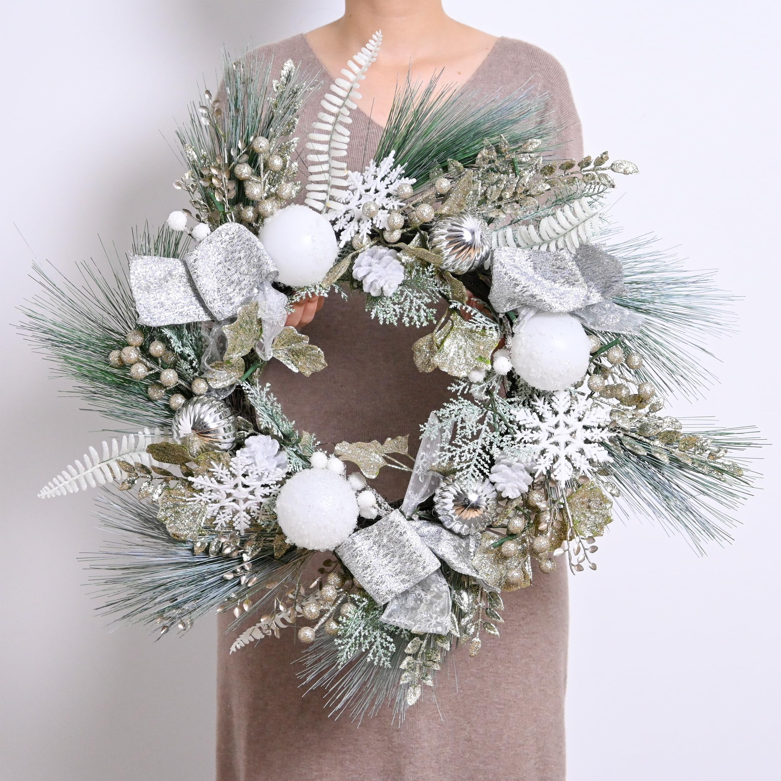 Valery Madelyn 45,7 cm herfstkrans voor voordeur, herfstkrans decoraties met witgroene pompoen, bessenclusters, dennenappel, eucalyptusbladeren en strikknoop voor binnen, thuis, muur, herfstdecoratie Valery Madelyn 45,7 cm herfstkrans voor voordeur, herfstkrans decoraties met witgroene pompoen, bessenclusters, dennenappel, eucalyptusbladeren en strikknoop voor binnen, thuis, muur, herfstdecoratie
