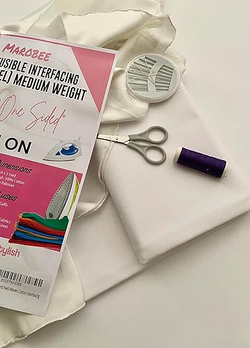 Miniatura 3 de MAROBEE Interfaz fusible de algodón tejido para planchar para proyectos de costura, 44 pulgadas x 2 yardas, interfaz de peso medio (HF) para