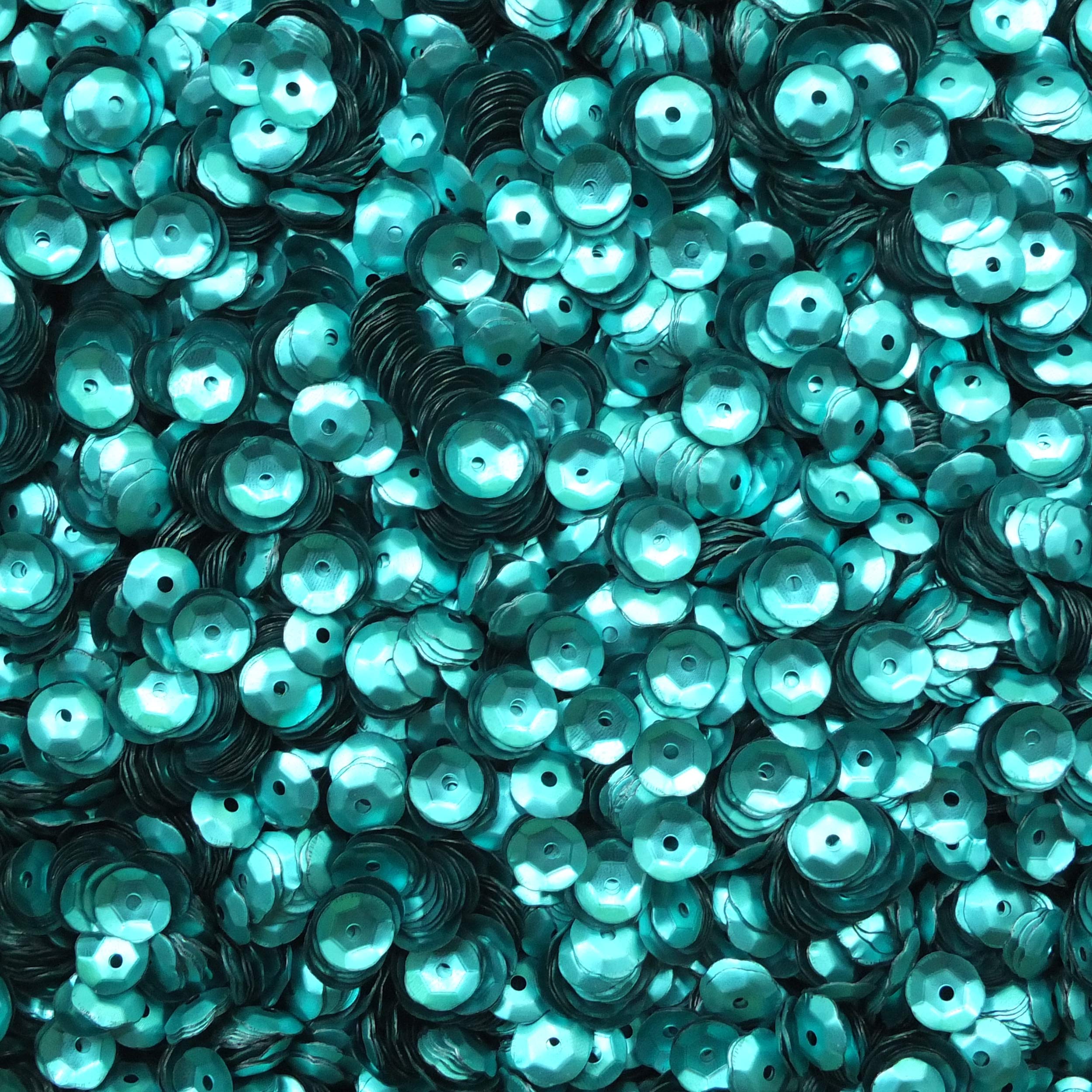 6mm Cup Sequins Aqua Teal Matte Metallic Medium Hole Made in USA