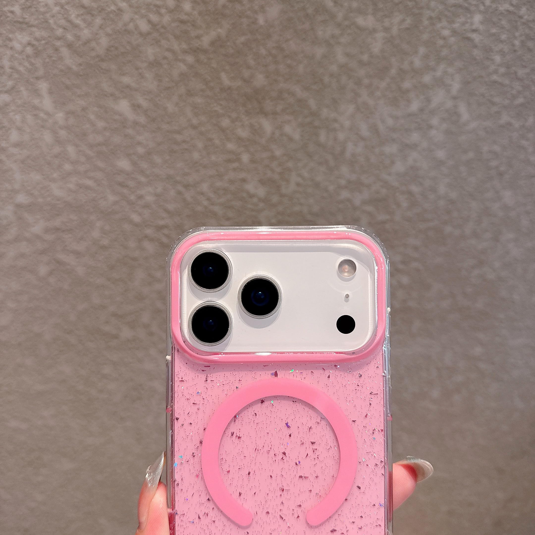 Etui magnetyczne z brokatem do iPhone'a 15 z uchwytem, miękkie, silikonowe, odporne na wstrząsy, z tyłu (do iPhone'a 15/sfmkl-holder-pink)
