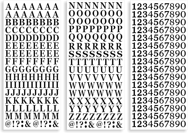 Pack of 408 Vinyl Letters and Numbers 10 mm Tall -Stick on, Cut-to-Shape, Waterproof Lettering for Signs(Black)
