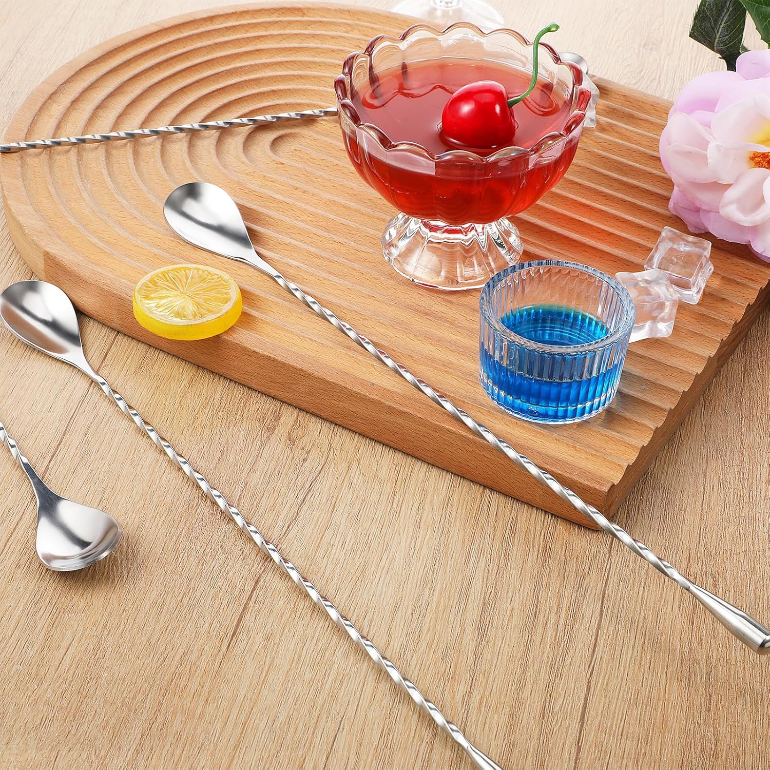 18 Pcs 12 Inches Bar Spoon, Stainless Steel Spiral Pattern Mixing Spoon, Long Handle Cocktail Mixing Stirrers, Long Drink Stirrer for Coffee, Iced Tea, Cocktail Shaker, Silver - Image 5