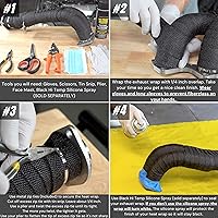 Vista 6 de SunplusTrade Rollo de envoltura térmica de escape negro de 2" x 50' para motocicleta, cinta de protección térmica de fibra de vidrio con lazos