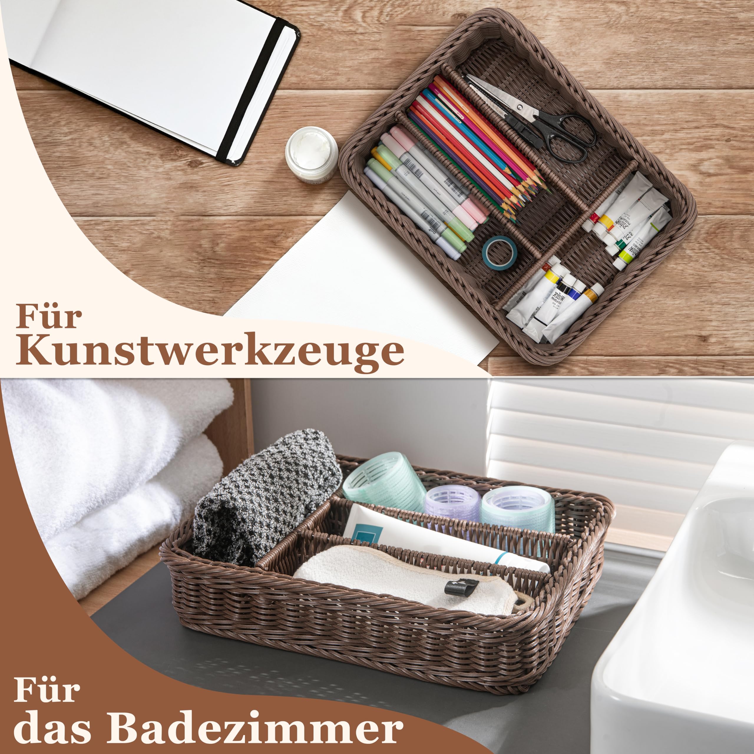 Cabilock 2x Weiden-Besteckkorb Aus Rattan – Rechteckiger Utensilienhalter Für Küche & Esstisch