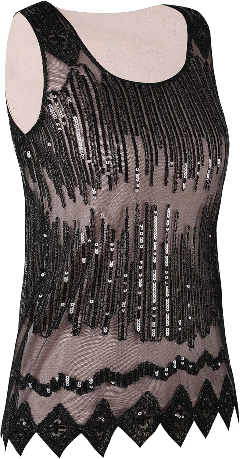 PrettyGuide Women's Sequin Top Flowy Sparkly Cocktail Tank Party Dressy Tops - Image 4