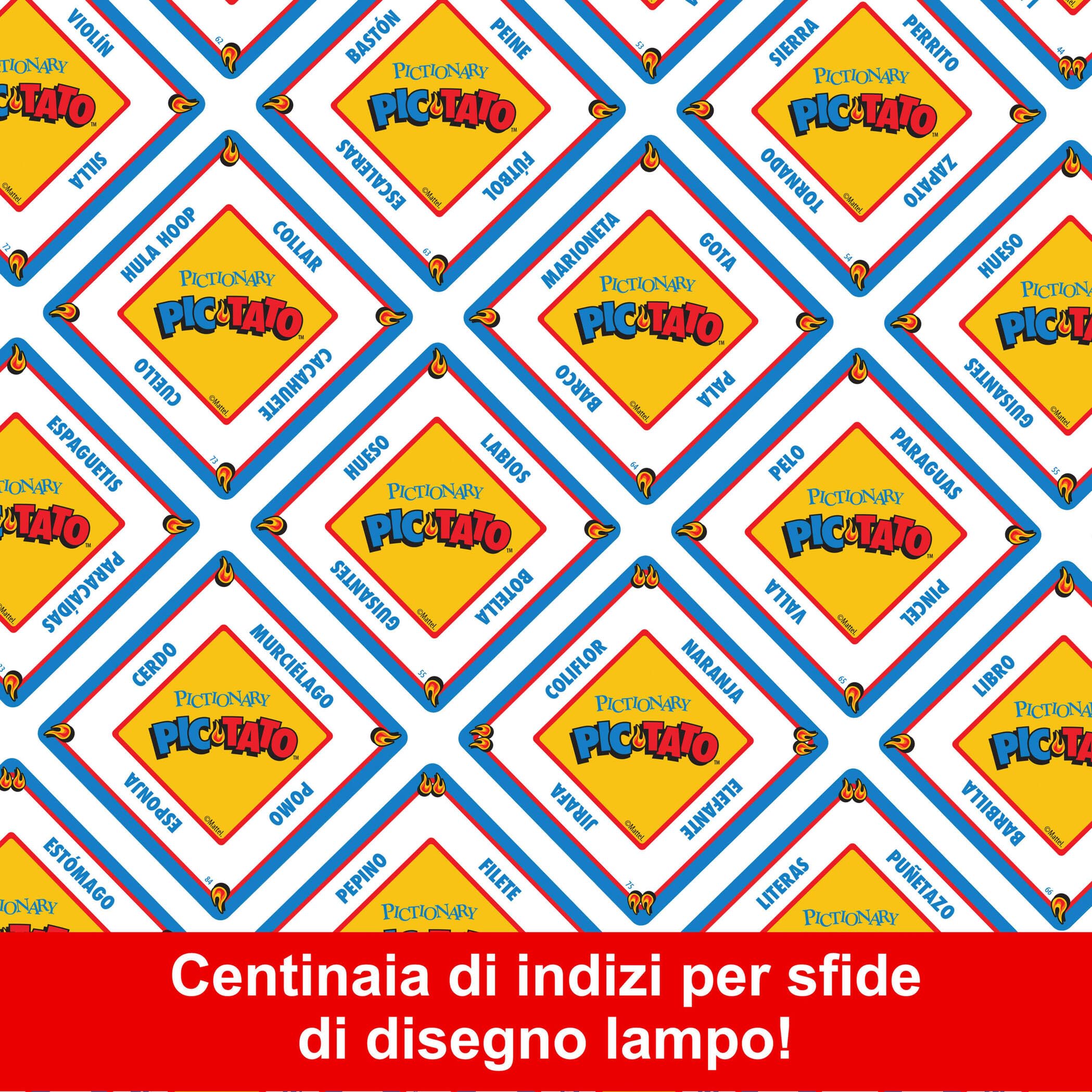 Mattel Games Pictionary Pic-Tato Juego de la patata caliente, juguete familiar para niños, niñas y adultos que habla y reproduce música, noches de juegos, incluye pistas en español, JHC62
