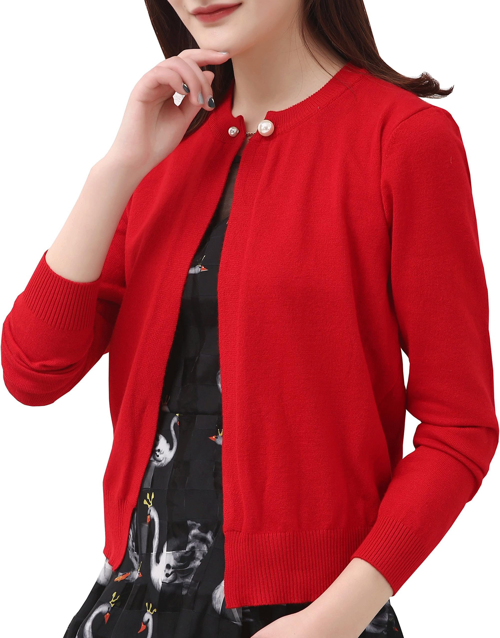 NianEr Womens Light Weight Open Front Knit Cardigans Sweater Ladies Short Vintage Cardigans for Dress