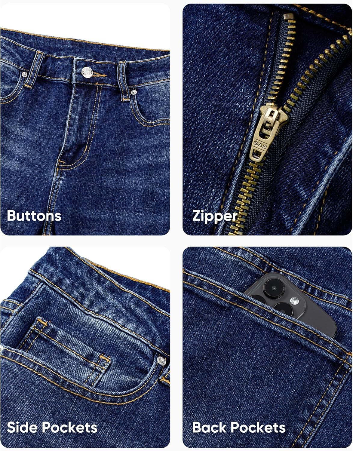 JMIERR Men's Slim Fit Stretch Tapered Leg Skinny Jeans, Comfort Flexible Denim Pants for Men with 5 Pockets - Image 4