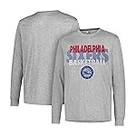 Ultra Game NBA Official Mens Super Soft Supreme Long Sleeve T-Shirt - Unisex, Philadelphia 76ers, Heather Gray, Small