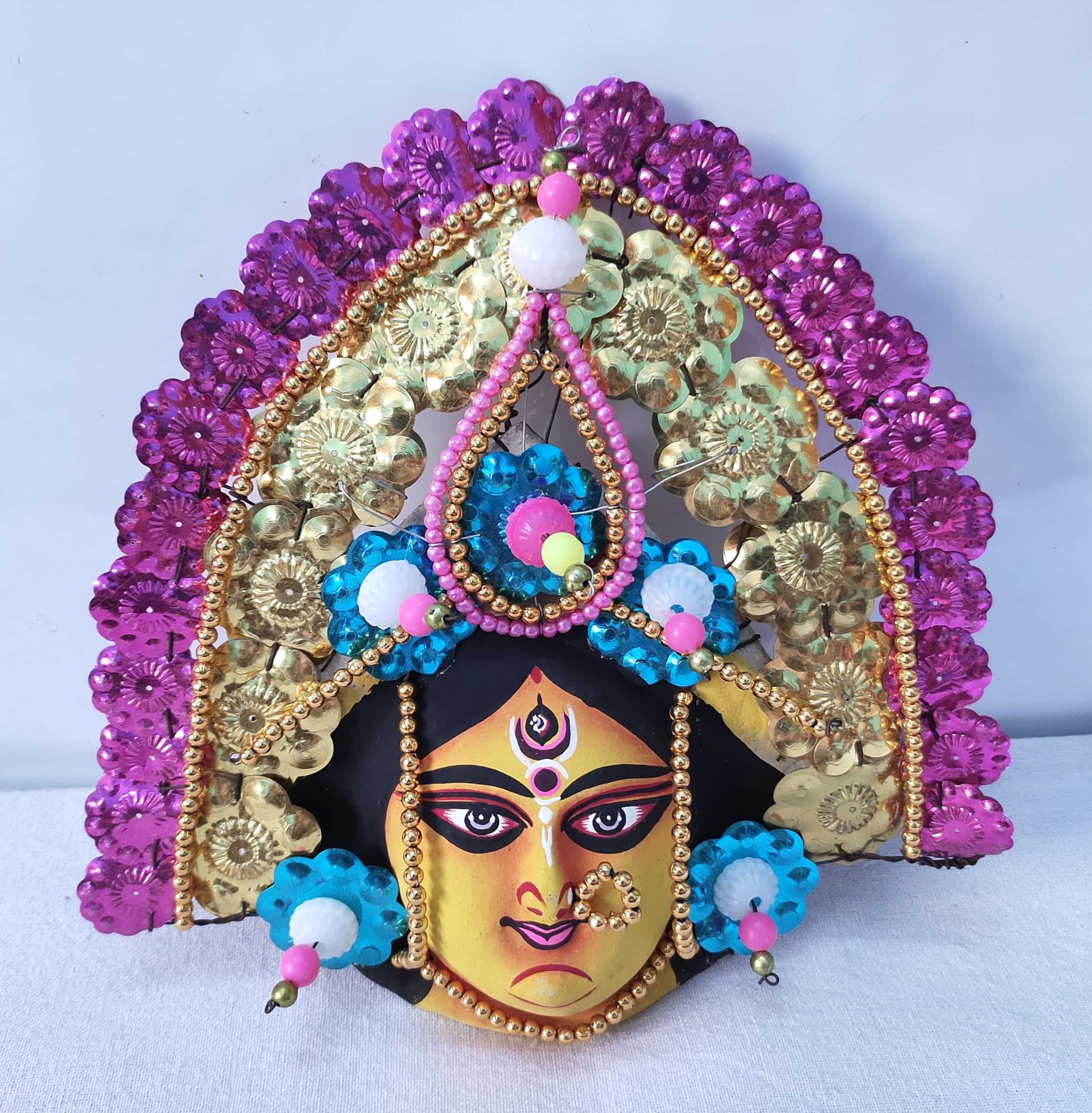 Swadeshi DesireDevi Durga Chhau Mask – Design | Handmade Durga Ma,. | Decorative Showpiece & Wall Hanging,