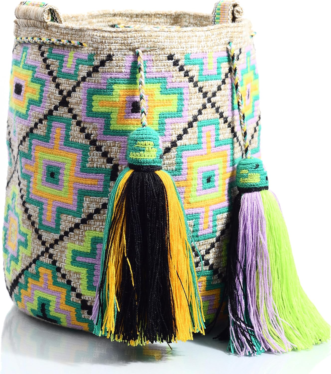 WYOU Designer Wayuu Hand-Crochet Woven Summer Beach Bag for Everyday, Travel-Large Beachy Purse, Colorful Purses for Women