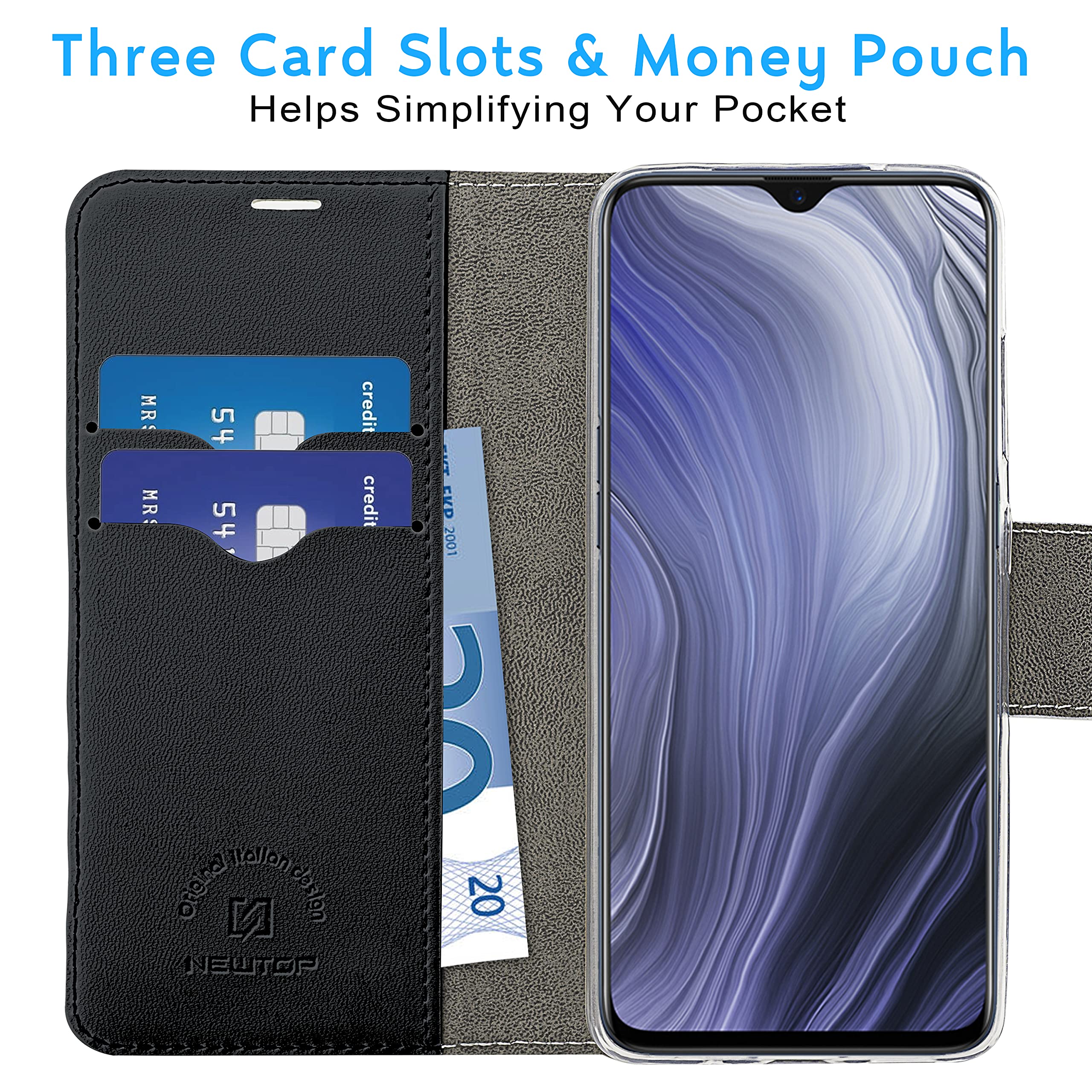 N NEWTOP Cover Portafoglio Con Chiusura Magnetica Per Oppo Reno 4Z 5G / A92S - Simil Pelle Rossa - 4