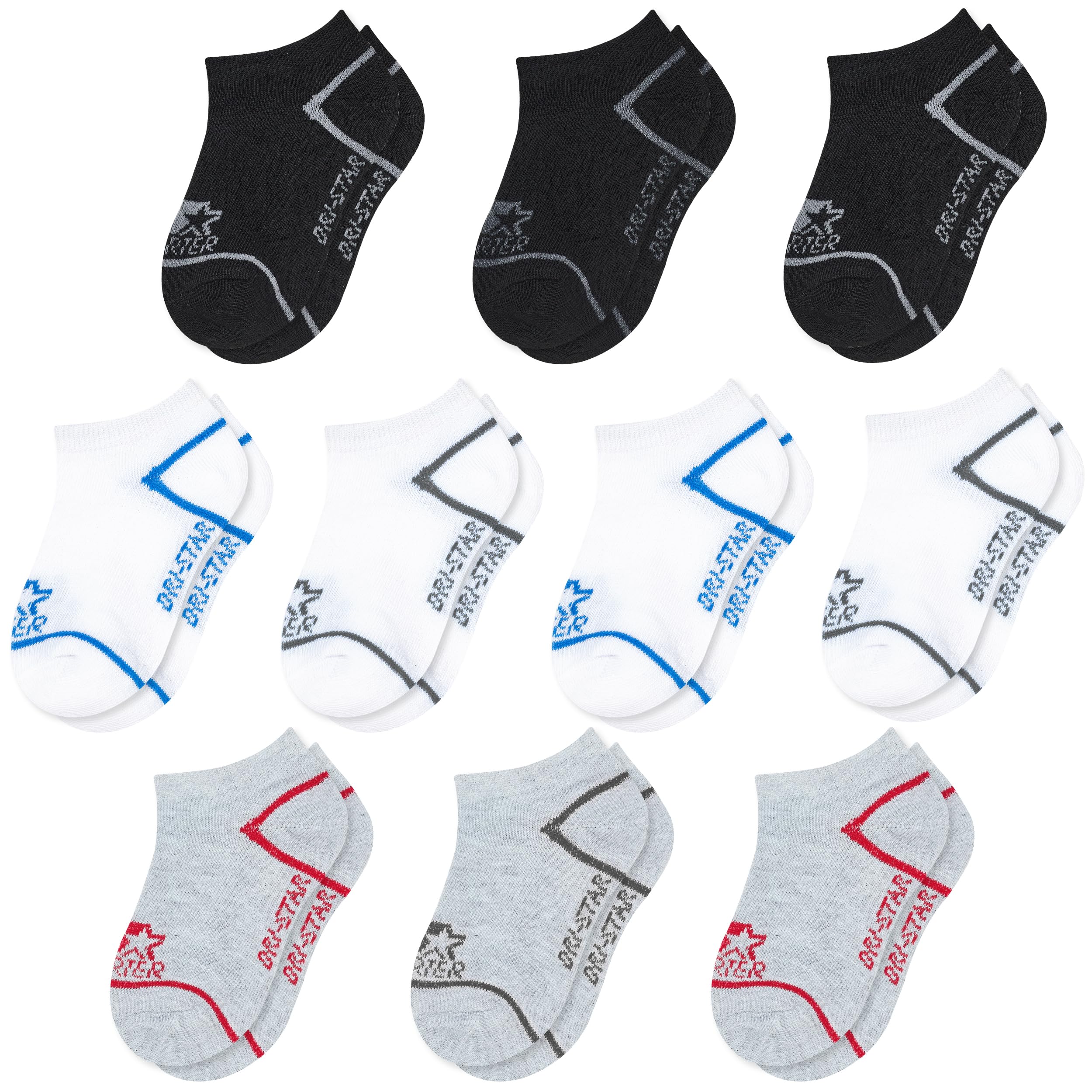 STARTER Boys Socks 10-Pack Comfort Toe, Lightweight Moisture-Wicking Socks for Toddler, Big and Little Boys