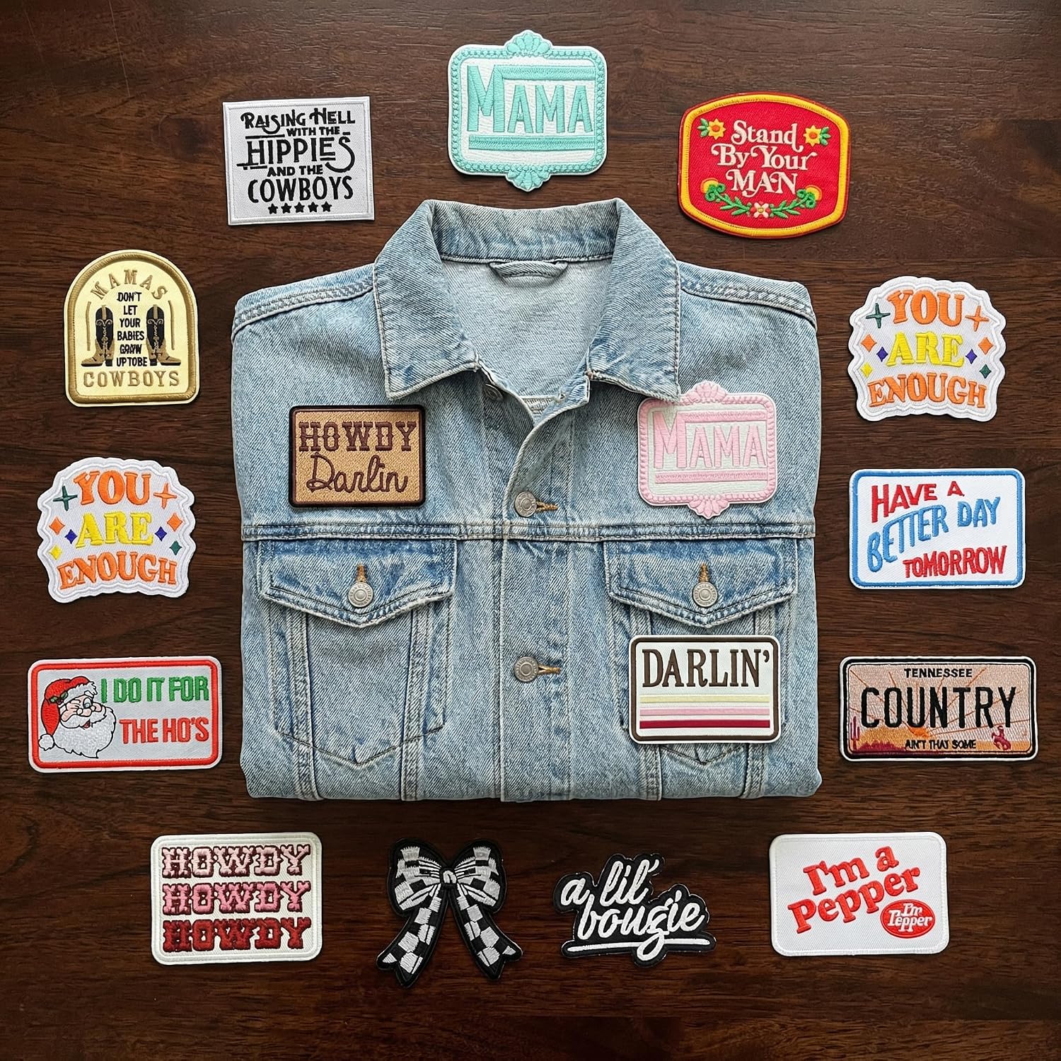15PCS Country Western Embroidery Patches Iron On Applique Set Rustic Letter Boots Hat Designs for Jackets Vests Bags DIY Clothing