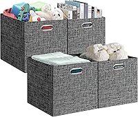 Vista 11 de Posprica Contenedores de almacenamiento plegables de 13 x 15 x 13 pulgadas, cajas de almacenamiento cúbicas plegables de tela, organizador de cestas