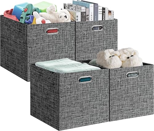 Posprica Contenedores de almacenamiento plegables de 13 x 15 x 13 pulgadas, cajas de almacenamiento plegables de tela, cestas de almacenamiento