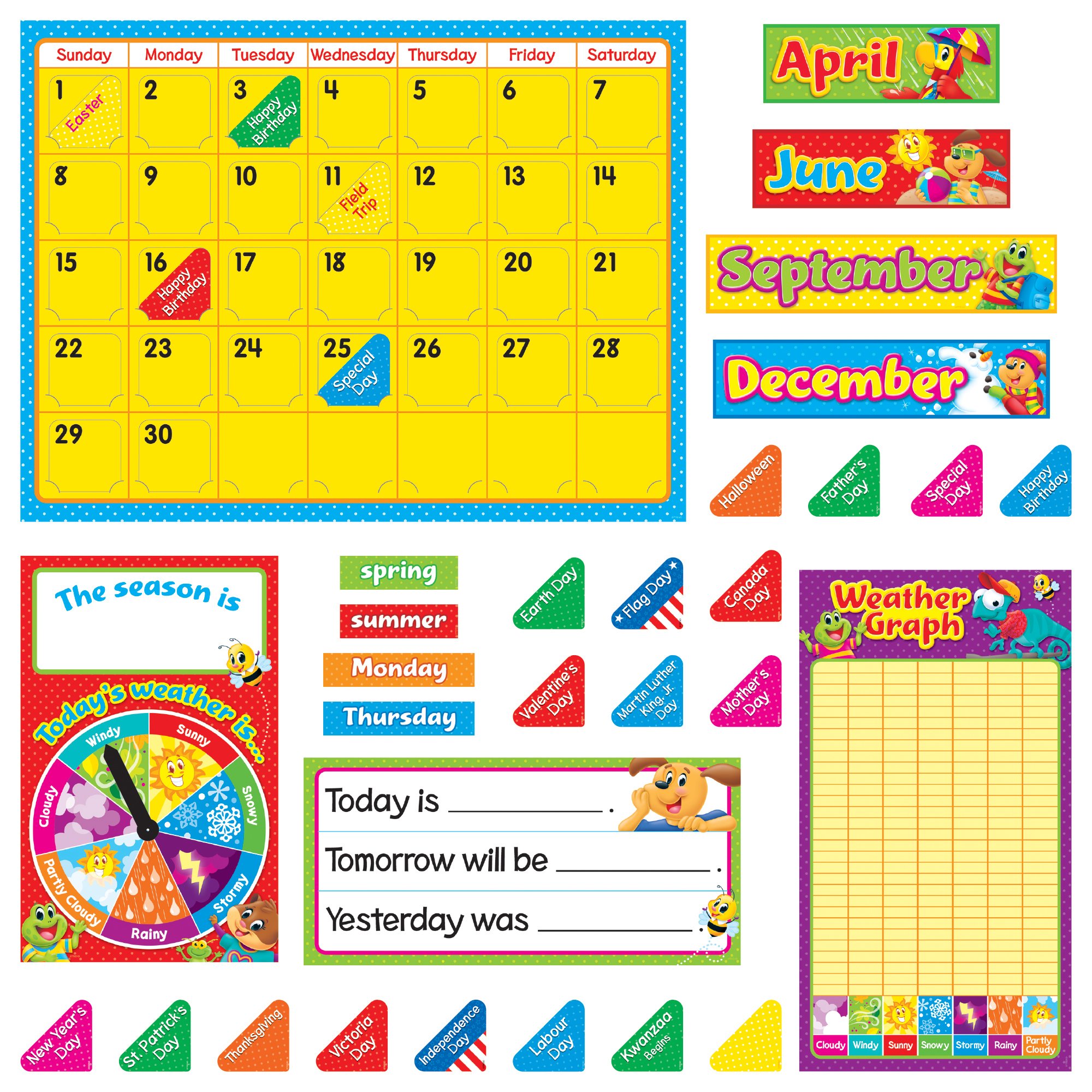 TREND enterprises, Inc. T-8420 Playtime Pals Calendar Bulletin Board Set