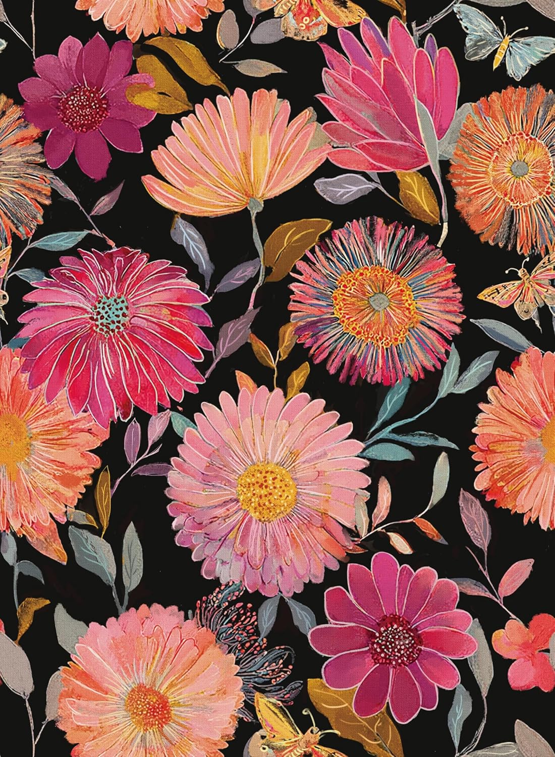 Simon&Siff Floral Wallpaper Peel and Stick Boho Contact Paper Removable Self Adhesive Waterproof Wall Paper for Cabinets Bedroom Decorative 17.3" x 480"