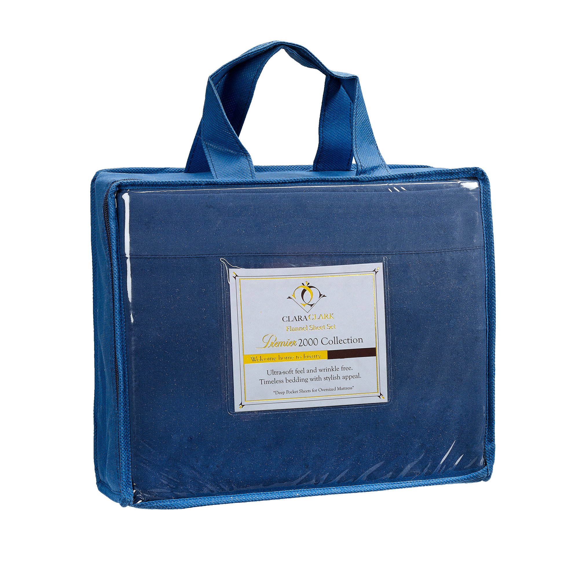 Clara Clark ® Premier 2000 Collection Bed Sheet Set, Queen Size, Navy Blue