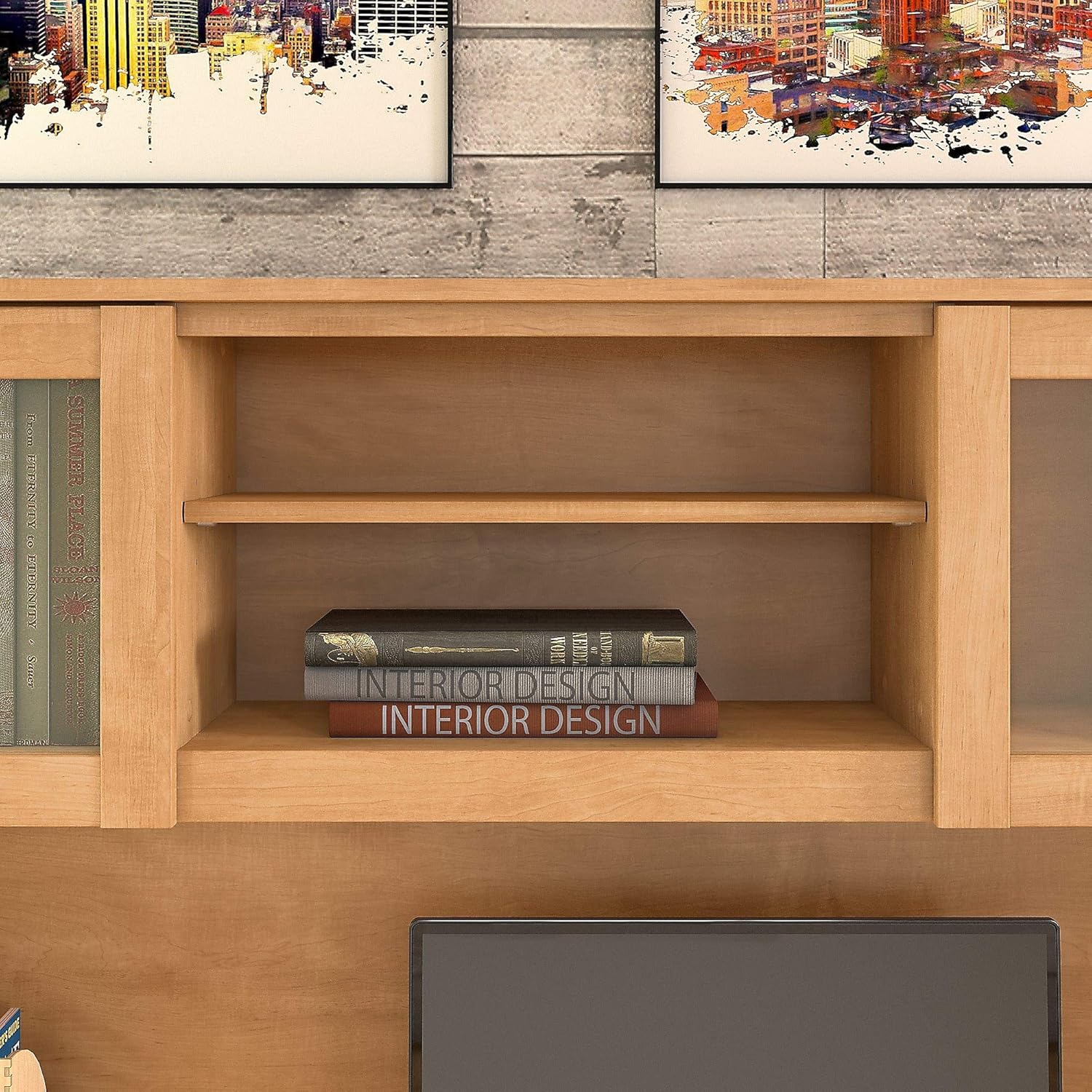 Bush Furniture Somerset 60W Desk Hutch in Maple Cross, Attachment with Shelves and Cabinets for Home Office Maple Cross 60W image 4 of 8 B000W8OX5I