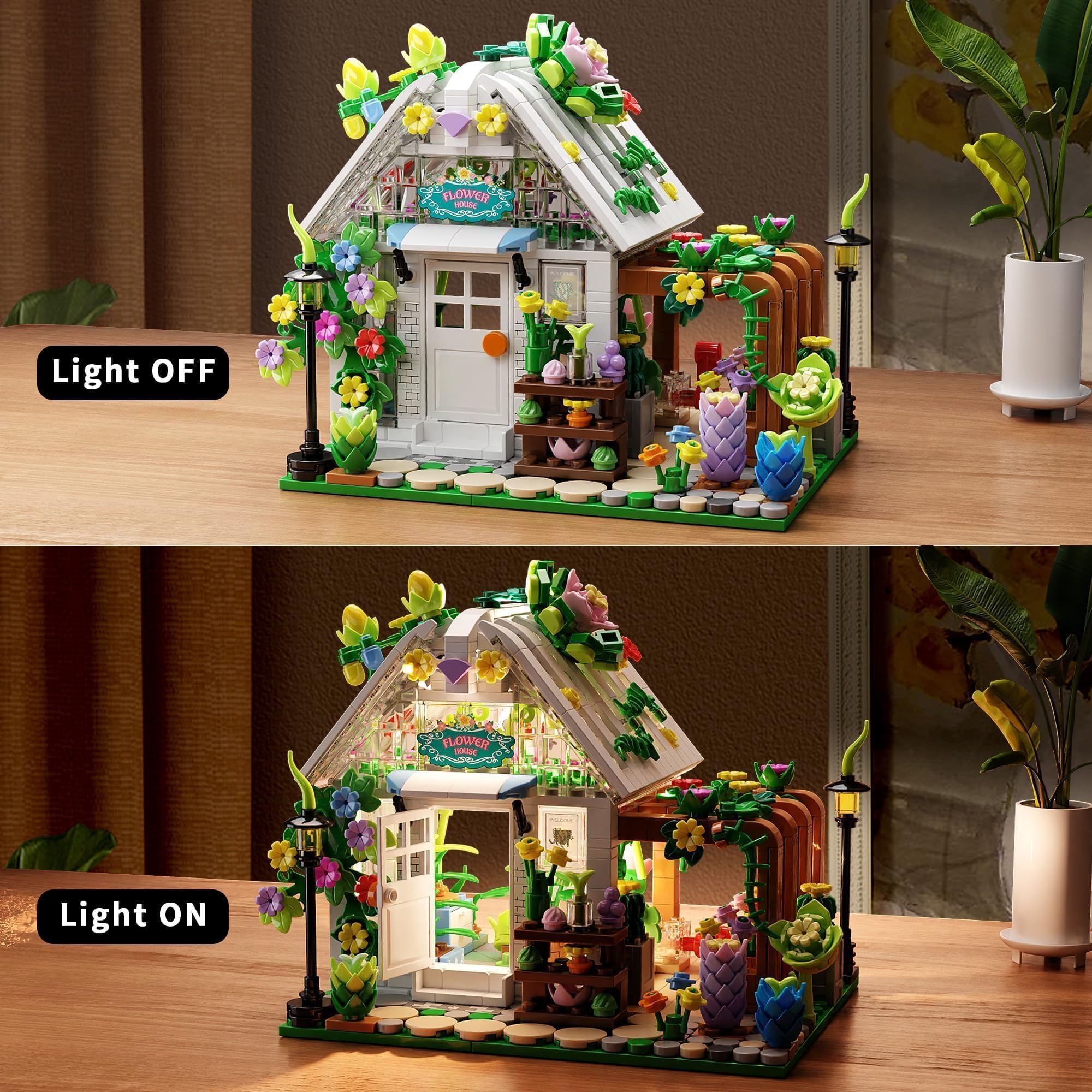 TYCOLE Maison de Fleurs avec Lumière LED, 719 Pièces Jouet de
