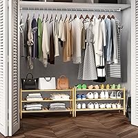 Vista 9 de BMOSU - Estantería de zapatos de bambú extendida de 3 niveles, organizador de almacenamiento premium apilable para pasillo, armario, sala de estar