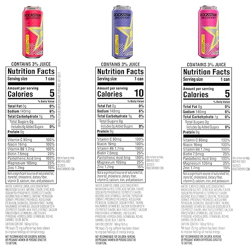 Miniatura 2 de Rockstar Recovery - Bebida energética no carbonatada, paquete variado de 3 sabores (limonada de frambuesa, baya, limonada de fresa), latas de 16