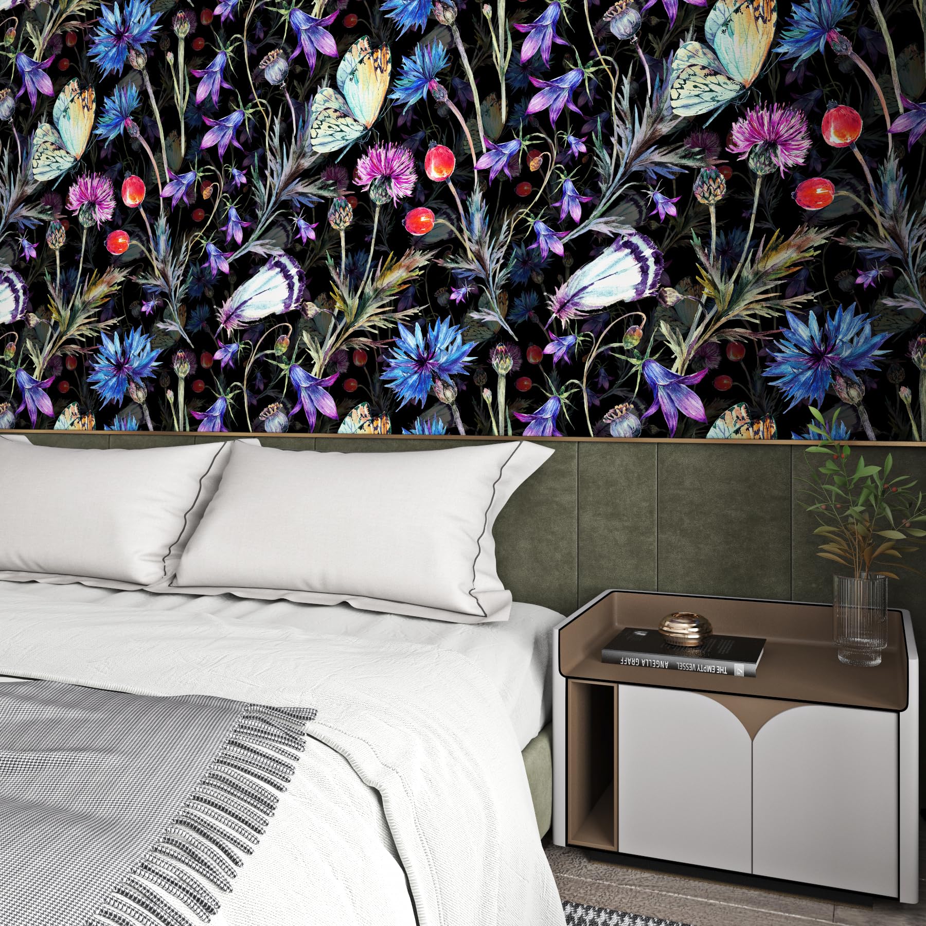 Livelynine Papier Peint Adhesif Mural Flamant Rose Feuillage