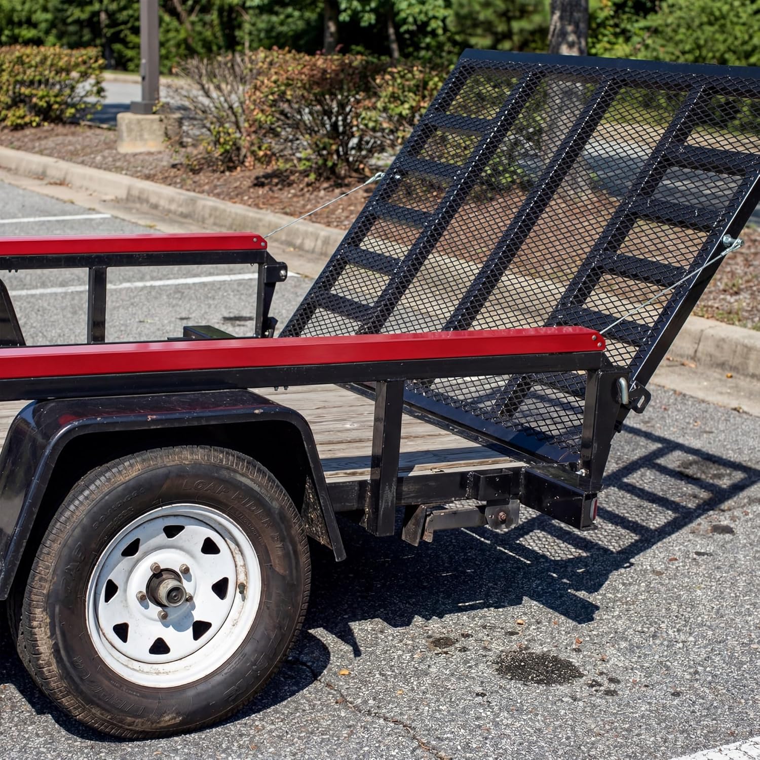 Tailgate Utility Trailer Gate Liftgate Ramp Lift – 2-Sided Lift Assist System for Open Utility Trailers | Red Heavy-Duty Liftgate & Ramp Support with Easy Control, Adjustable Fit