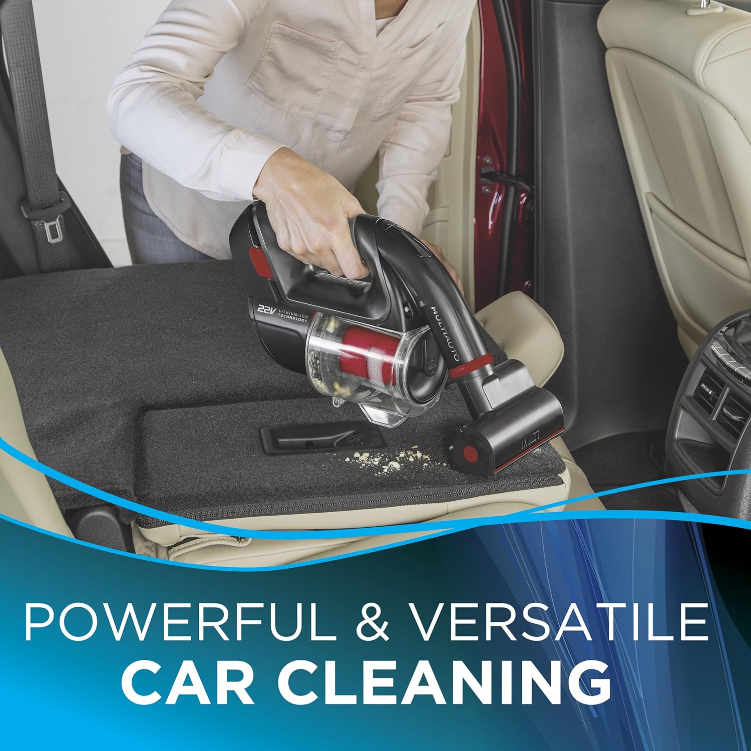 BISSELL Multi Auto Lightweight Lithium Ion Cordless Car Hand Vacuum, Red, 19851 -