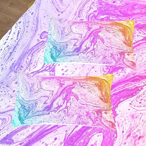 Miniatura 4 de Tailor Shop Juego de ropa de cama de mármol tamaño Queen, juego de edredón de mármol para niñas, juegos de teñido anudado rosa, diseño de