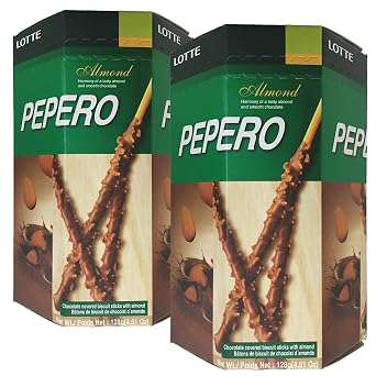 Pepero Chocolate Covered Biscuit Sticks Almond and White Cookie Flavor Almond, 2PK