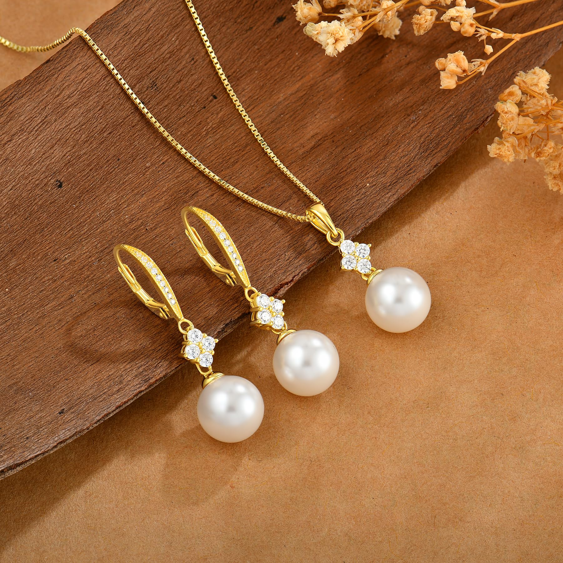 Oskani Pearl Necklace for Women 925 Sterling Silver Whit 5A Cubic Zirconia Dainty Pearl Pendant Necklace Jewelry Mother's Day Birthday Christmas for Wife Mom Her