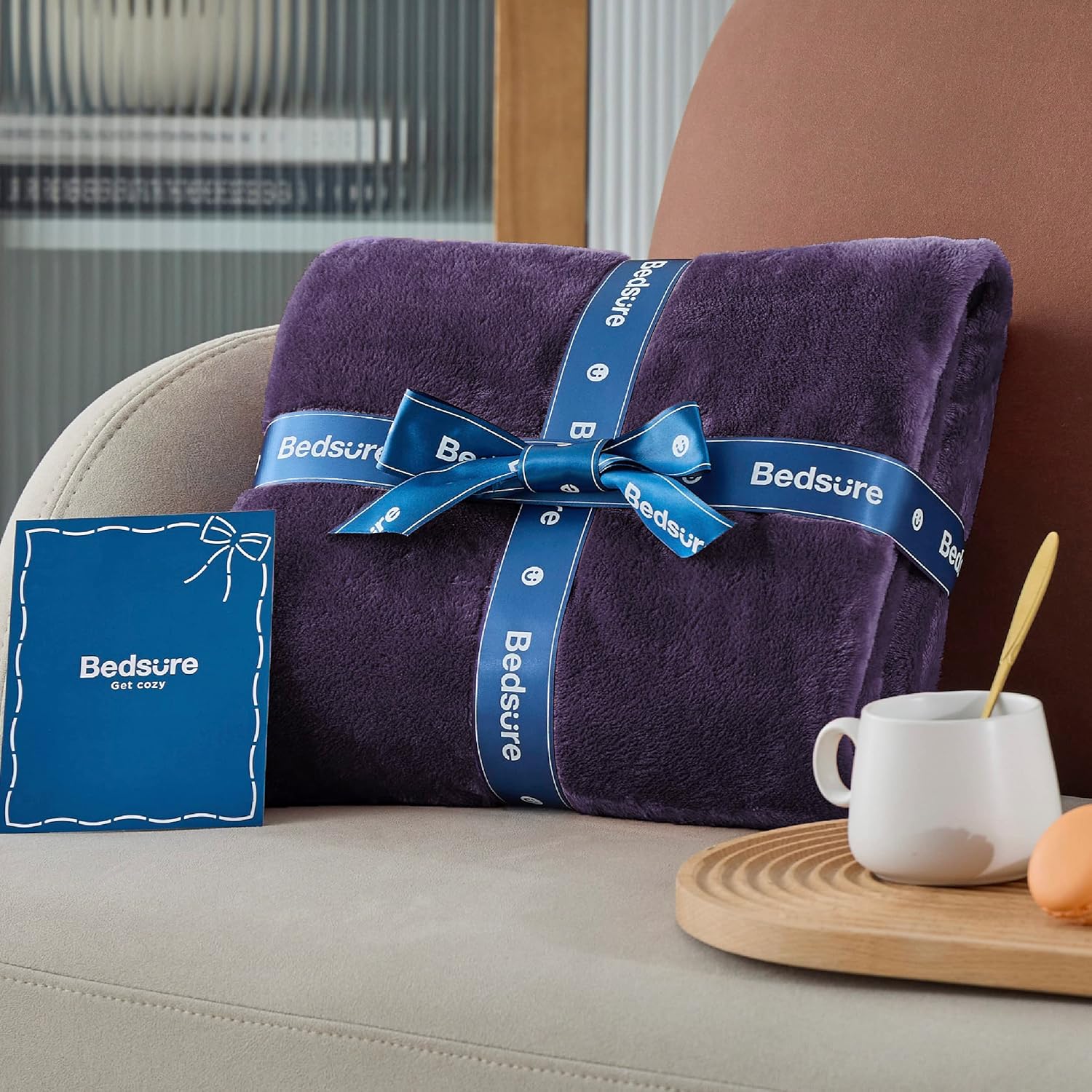 Bedsure Fleece Blanket Twin Blanket Purple - 300GSM Soft Lightweight Plush Cozy Twin XL Blankets for Bed, Sofa, Couch, Travel, Camping, 66 inch X 90 inch - Image 6