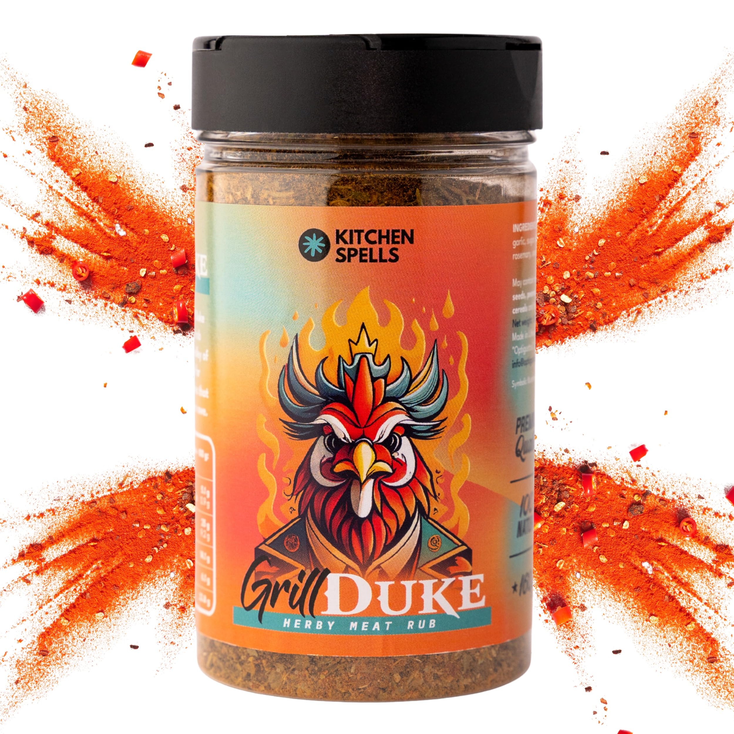 Grill Duke Chicken Rub - Herby Blend of Spices - Crafted For Amazing Chicken BBQ Dishes - Great for Beef, Pork - Meat Seasonings & Dry Spice Rub - Large Jar - 160 G