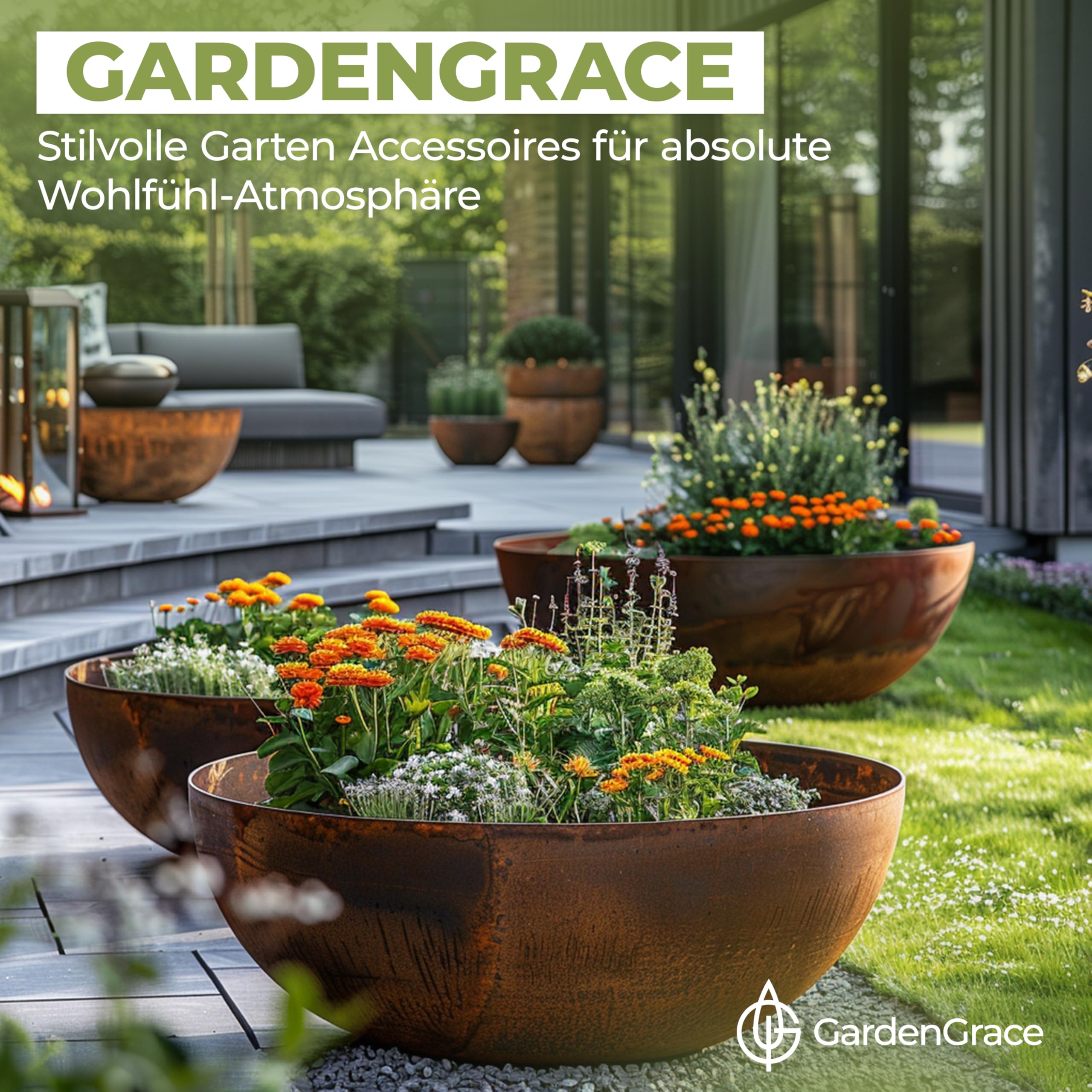 GardenGrace Cortenstahl Rasenkante 5 x 1m (1,5mm dick, 16cm hoch) - Premium Beeteinfassung Metall - Flexible Beetumrandung aus Edelrost Stahl für den Garten, Rasenbegrenzung