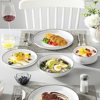 Vista 8 de MALACASA Plates and Bowls Sets, 24 Pieces Modern Porcelain Dinnerware Set for 6 Ceramic Dishware Dishes White Kitchen Dinner Dining Ware Set wtih