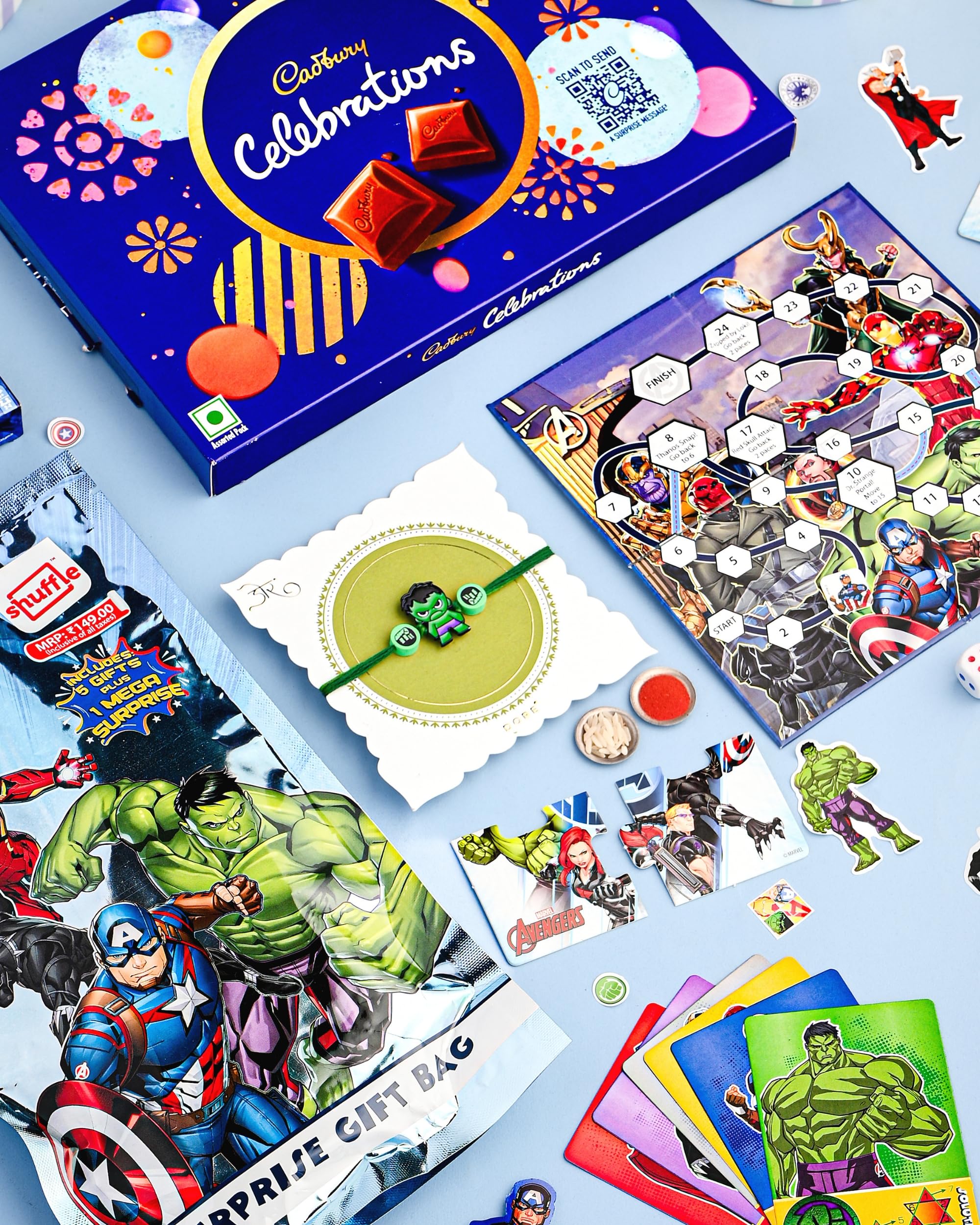HyperFoods® Avengers Rakhi Gift Hamper For Kids Hulk Rakhi & Chocolate Combo Kids Rakhis For Brother With Gifts Set