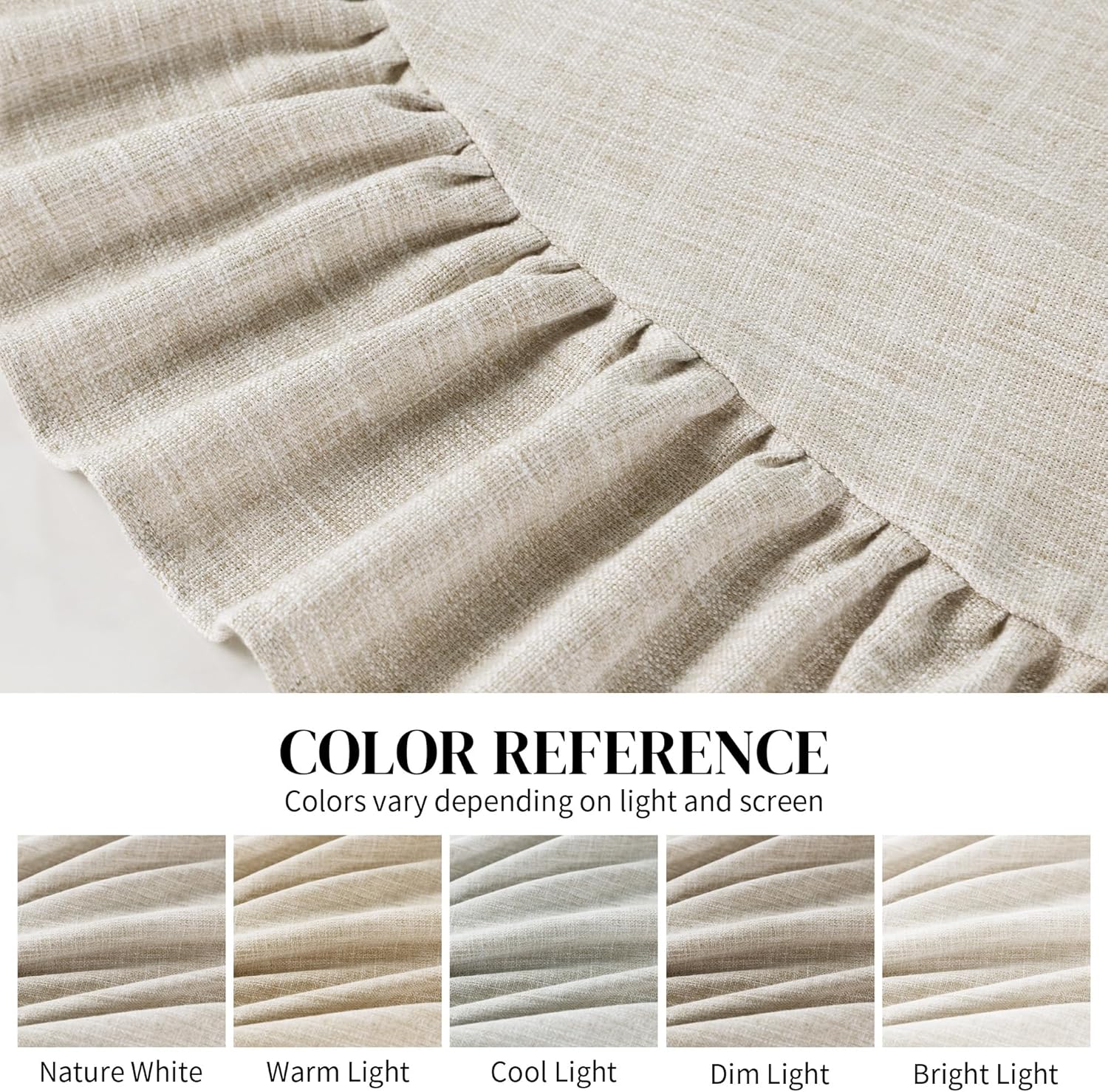 HOMBYS Ruffles Oval Tablecloth for Oval Table, Elegant Linen-Like Table Cover with Scalloped Edge, Perfect for Farmhouse & Rustic Dining Decor (60 x 84 Inch)