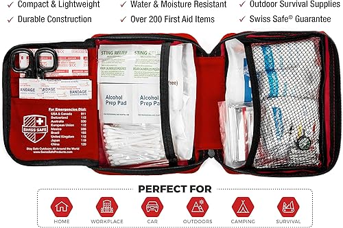 Miniatura 3 de Kit de primeros auxilios de lujo 200 unidades artículos médicos FDA para el hogar la oficina y camping además trae elementos para supervivencia al