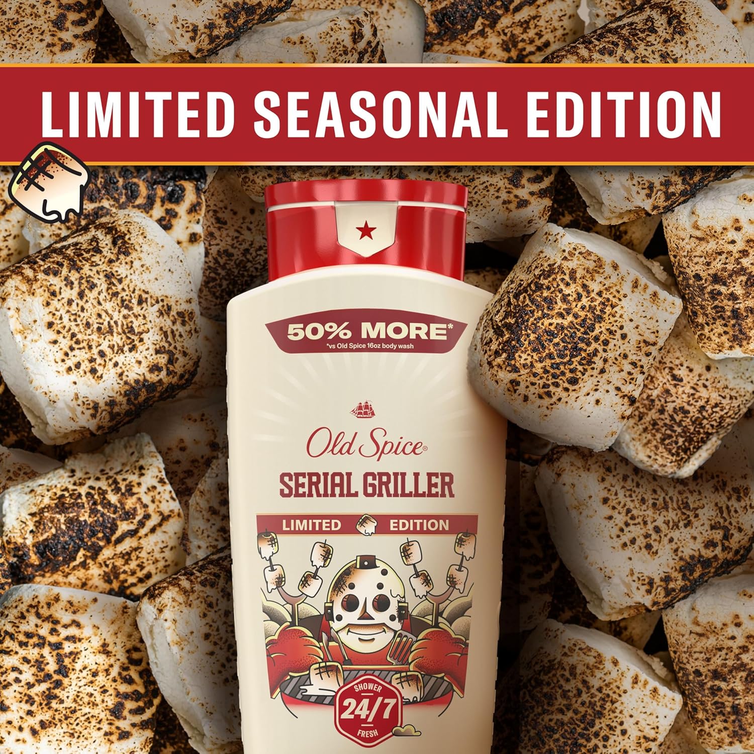 Old Spice Men's Body Wash, Serial Griller, Long Lasting, Cleanse & Refresh, Scent of Charred Marshmallow, 709 mL - Image 7