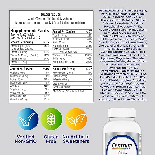 Miniatura 9 de Centrum Minis Silver Multivitamínico para hombres 50 Plus, suplemento multimineral, vitamina D3, vitaminas B y zinc, ingredientes sin OMG, apoya la