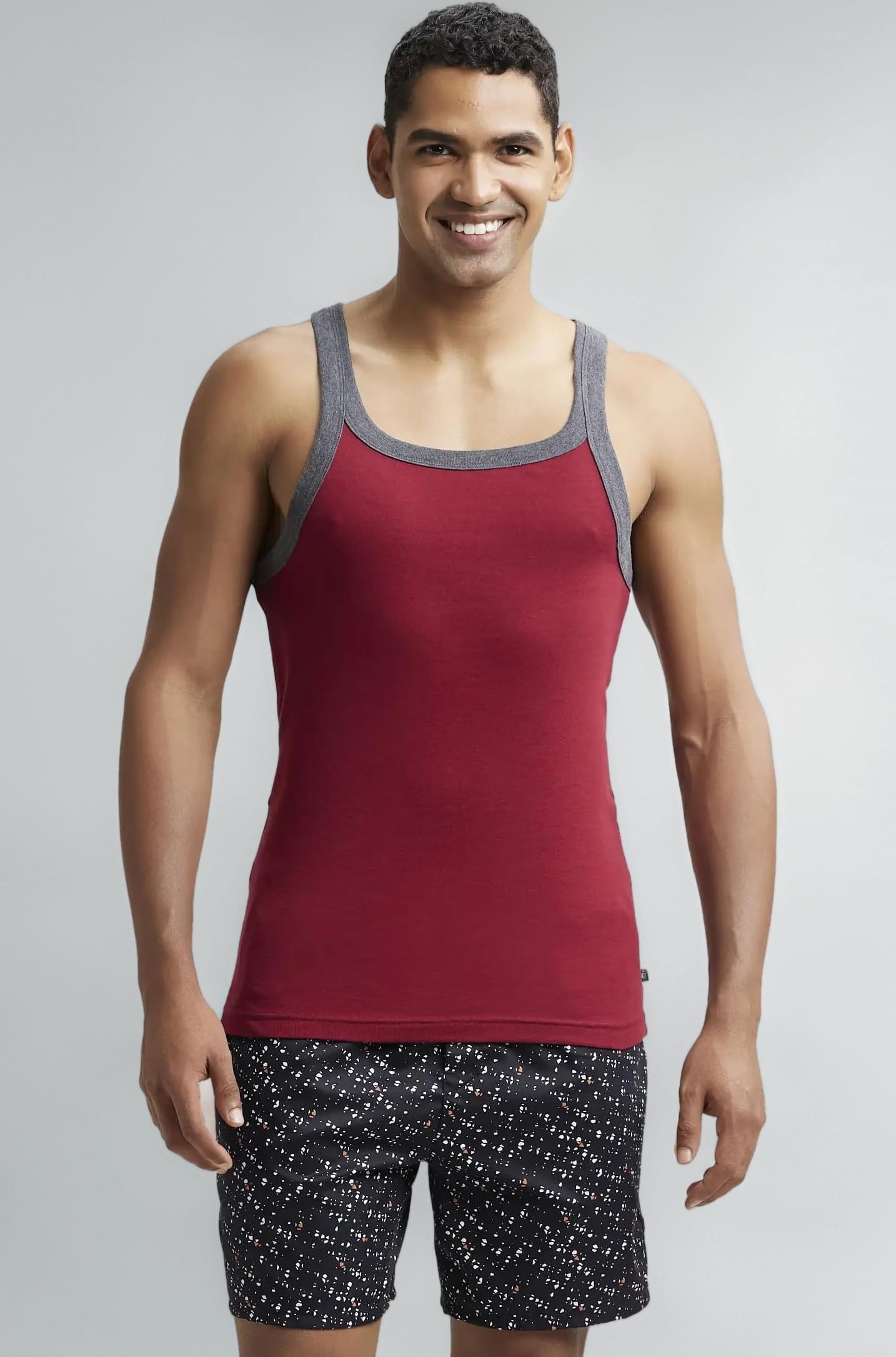 Jockey US27 Men's Super Combed Cotton Rib Slim Fit Square Neckline Gym Vest