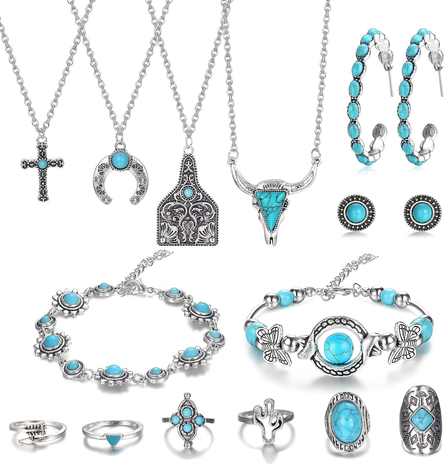 Amazon.com: ORAZIO Western Jewelry for Women Turquoise Boho Jewelry Set ...