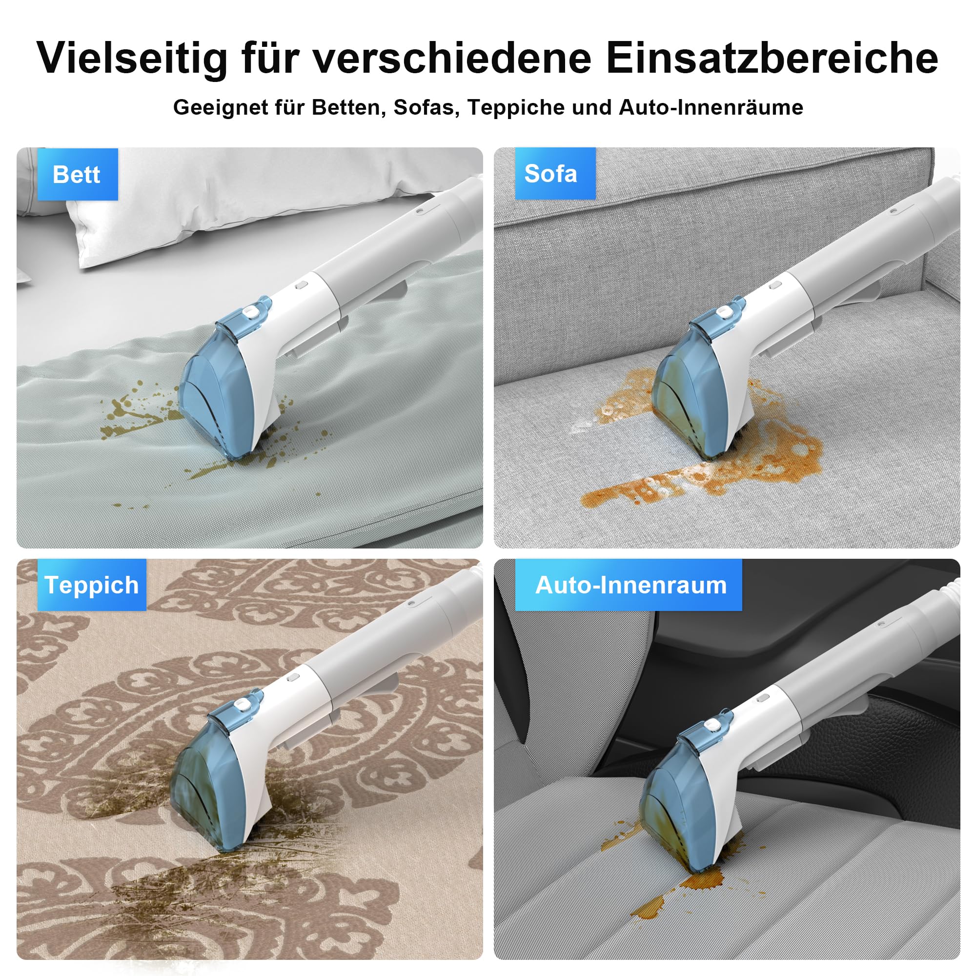Rivenara Polsterreiniger Gerät Nasssauger Waschsauger - 450W Polsterreinige Teppichreiniger Wischsauger Polstermöbel Carpet Cleaner Auto Sofa Reiniger Nass Trockensauger Reinigungsgerät Couch