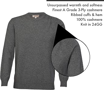 Cashmere Boutique Men's 100% Cashmere Crewneck Pullover Sweater